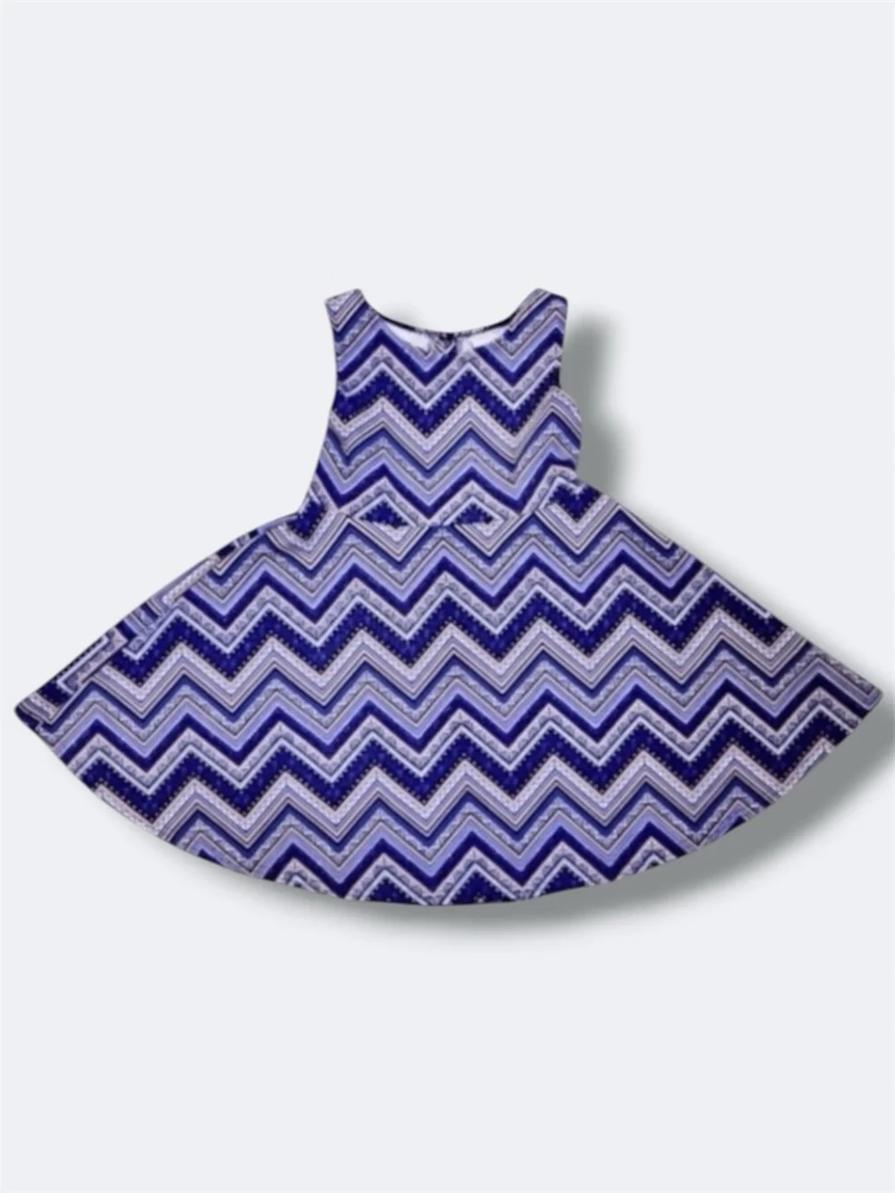 Sweet Heart Rose Dress Girls Size 5 Blue Chevron Twirl Sleeveless Tie Back Flare